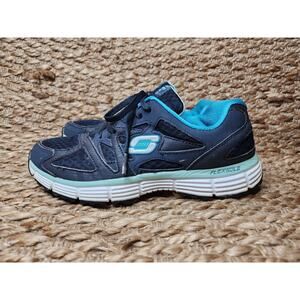 Skechers Sport Womens Black Blue Flex Sole Running Walking Athletic Size 8